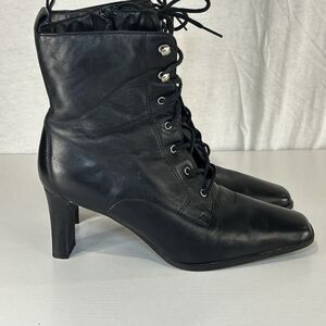 Indeed Tally Women’s Vintage Black Lace Up Leather Heeled Boot Size 8.5 Brazil